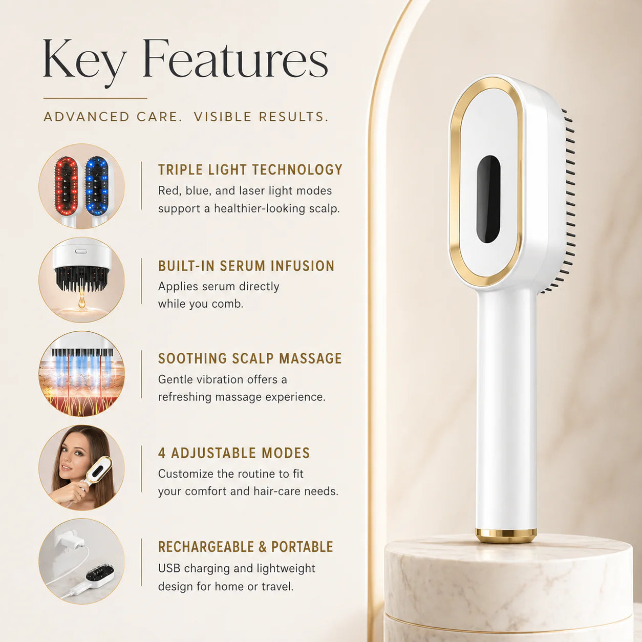 Key features for the LumaScalp brush